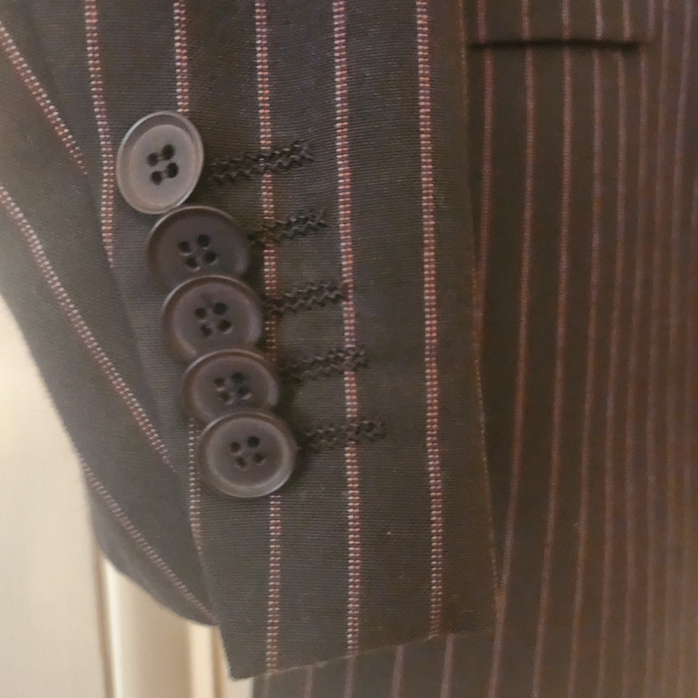 4 You Scandinavia Men's Pinstripe Blazer - Black With Red And White - Picture 6 of 13